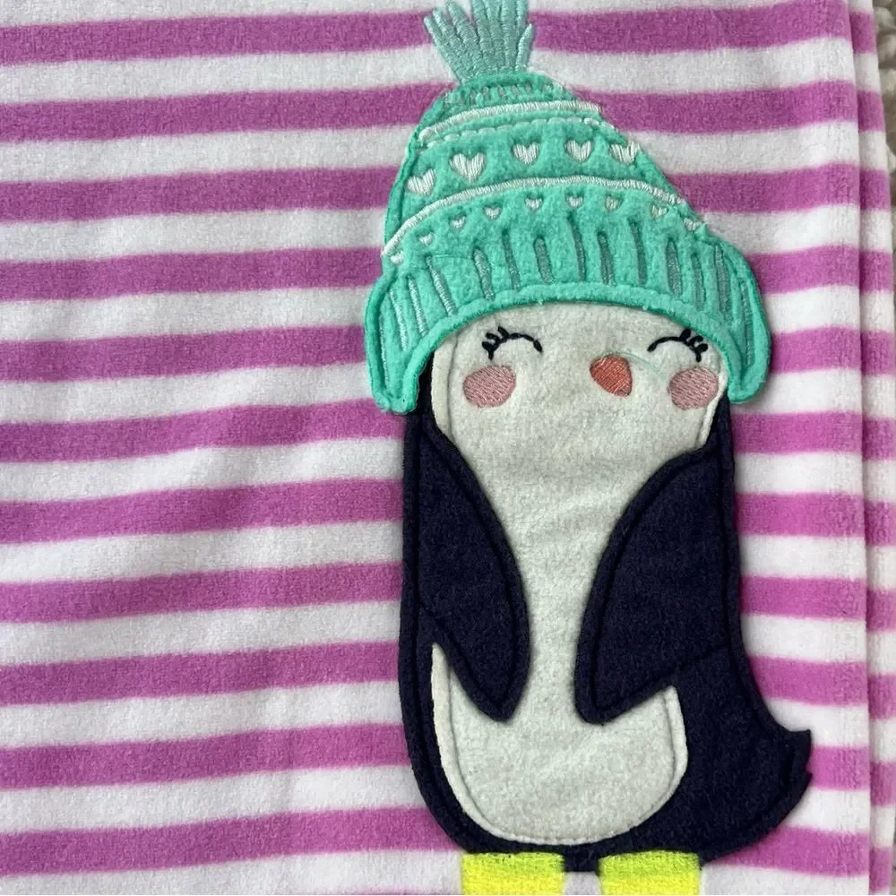 Carter's Pink Striped Penguin Footie Pajamas Blanket Sleeper Size 3T